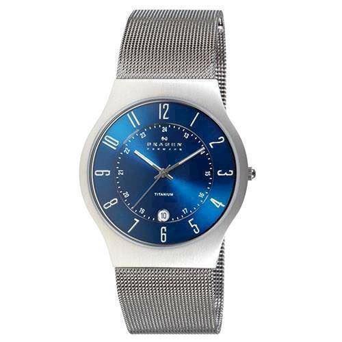 Image of Skagen Titanium Kollektion, med blå urskive Herre ur, 233XLTTN